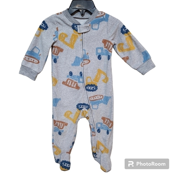 Carter's Baby 1-Piece Big Trucks Fleece Footie Pajamas Size 9 Months - Picture 1 of 4